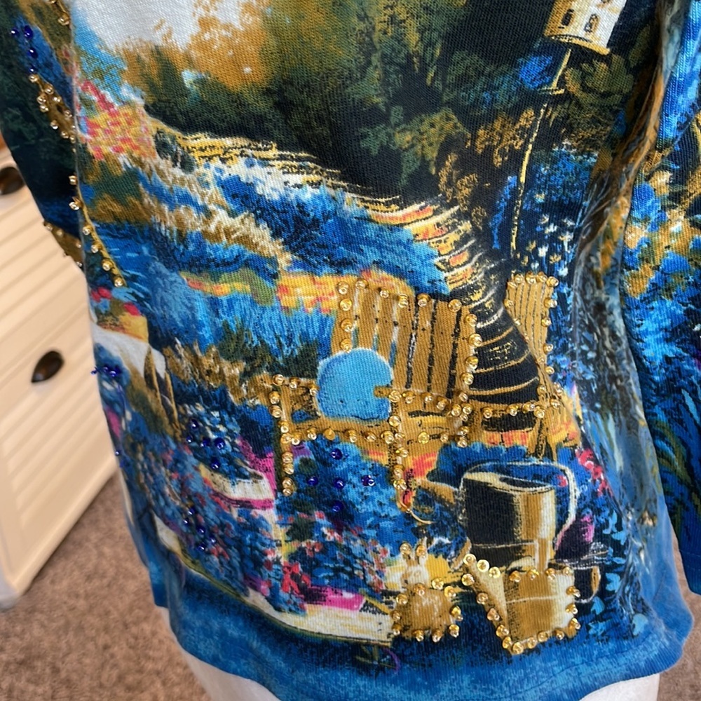 Take Two gorgeous garden blouse with sequin detail L - Picture 7 of 7